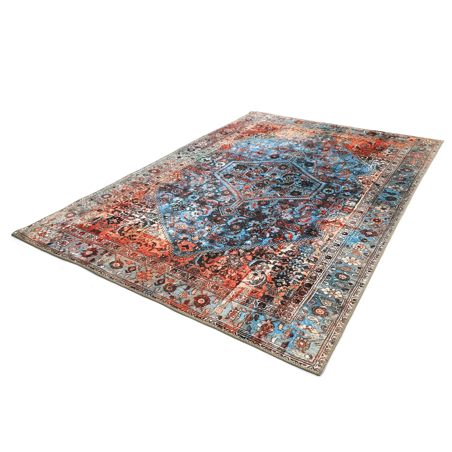 Plátený koberec - Mardin (červený/modrý)