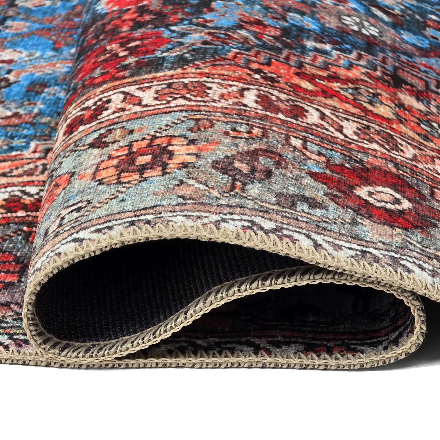 Plátený koberec - Mardin (červený/modrý)