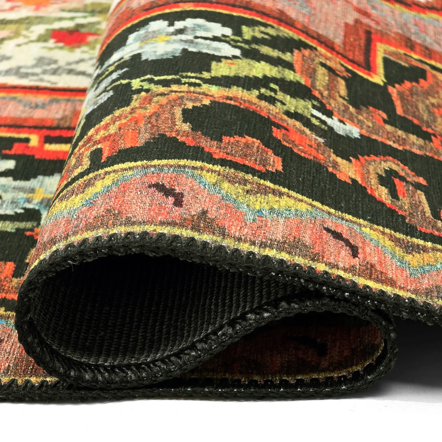 Koberec s plochým tkaním - Masarida (čierny/multi)