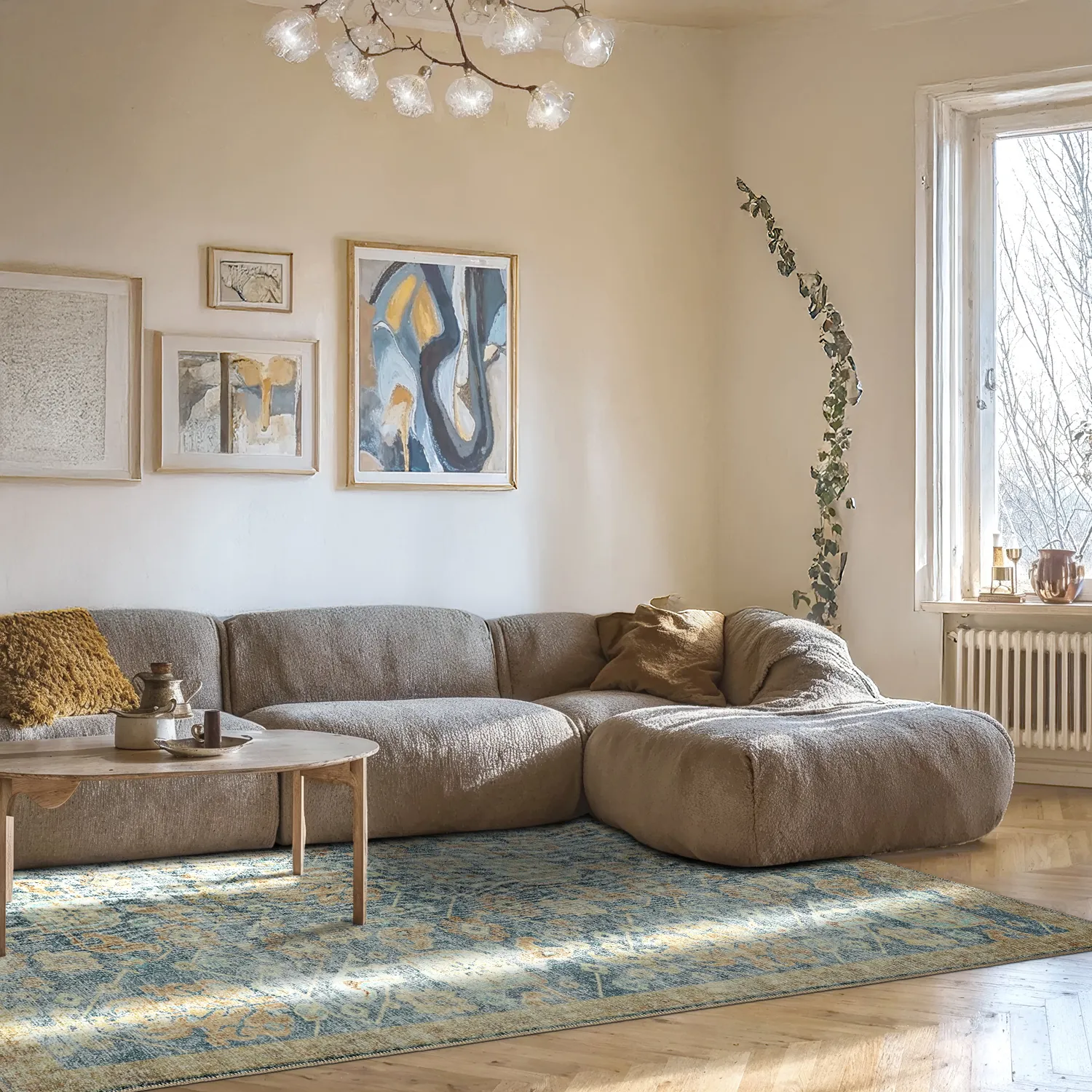 Koberec s plochým tkaním - Noura (modrý)