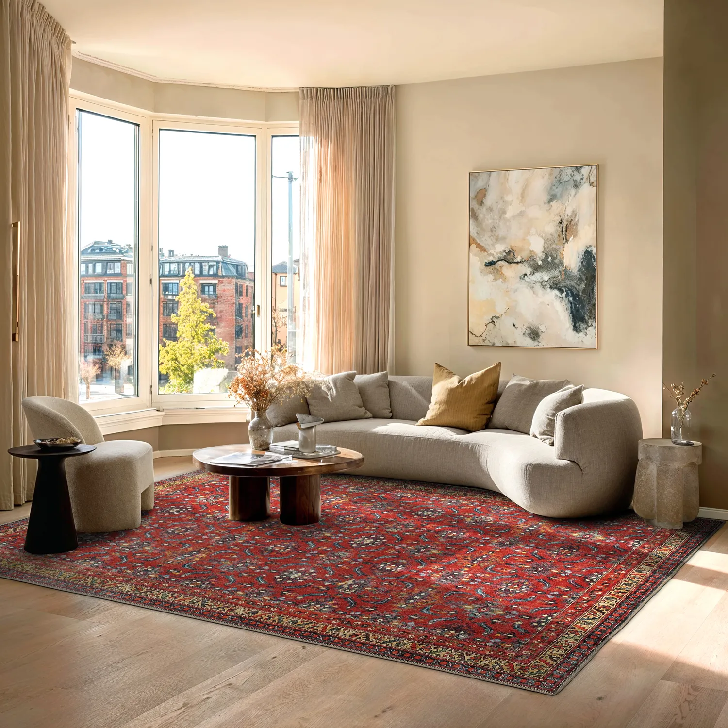 Koberec s plochým tkaním - Omarien (červený)