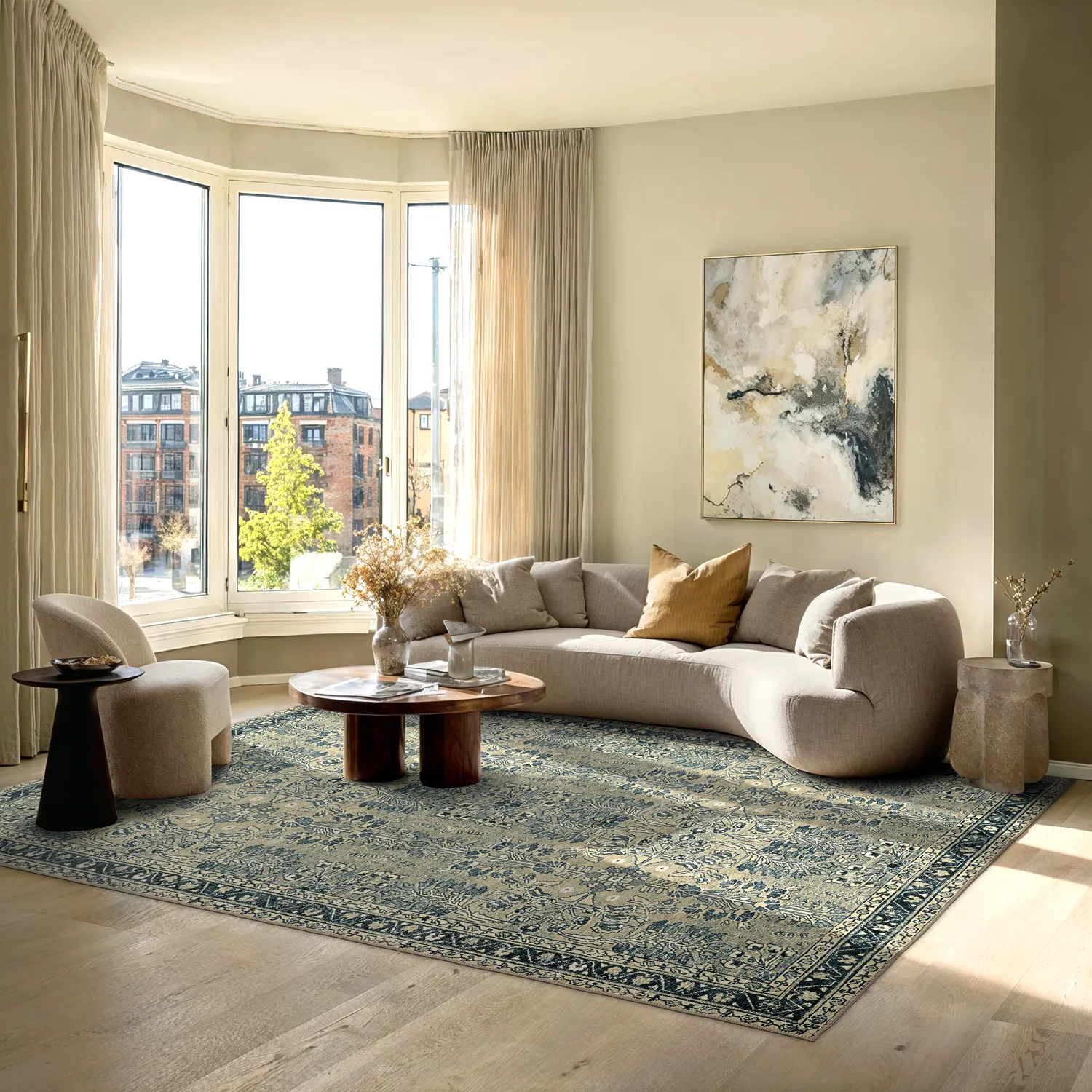 Koberec s plochým tkaním - Yasirah (modro/zelený)