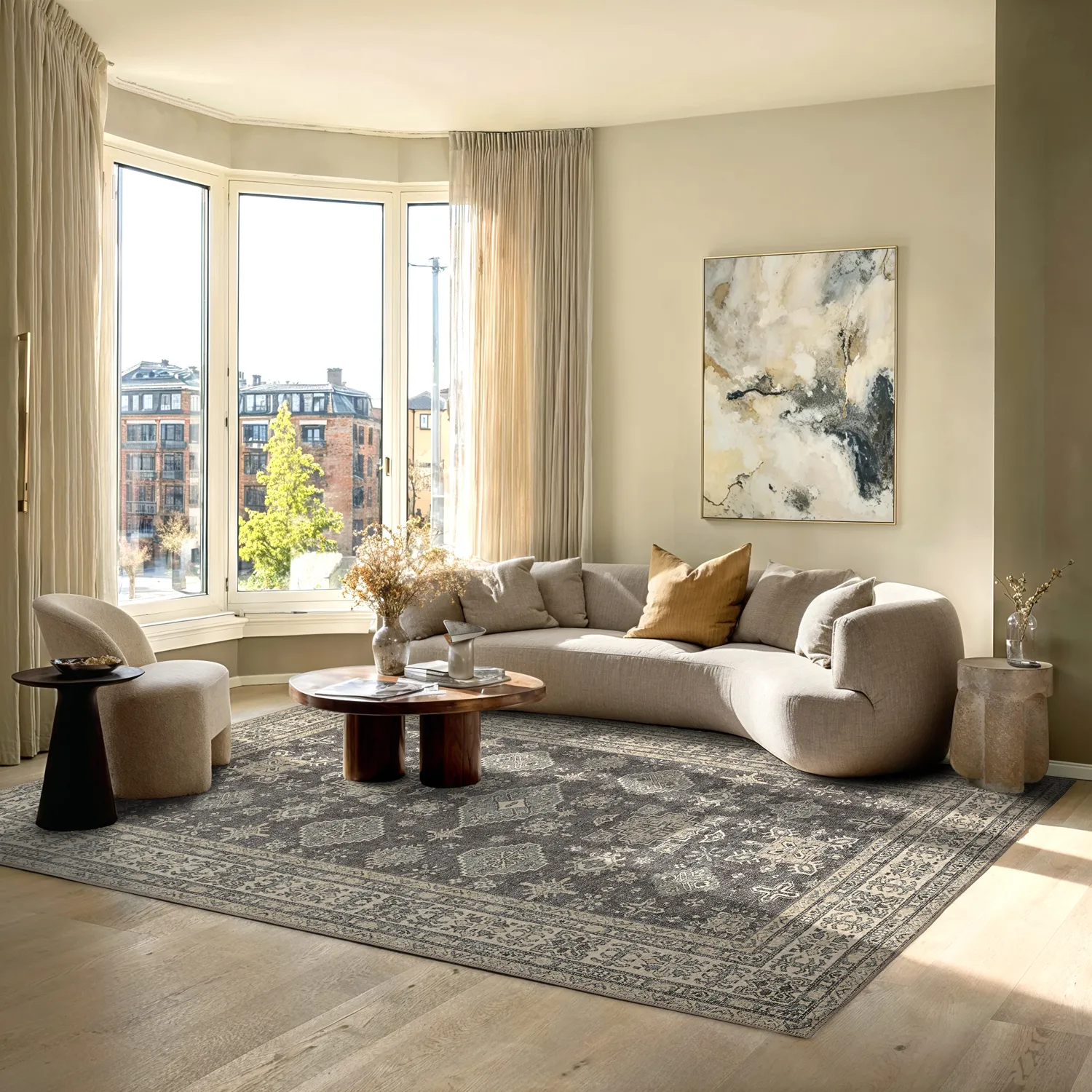 Plátený koberec - Zuleina (tmavošedá)