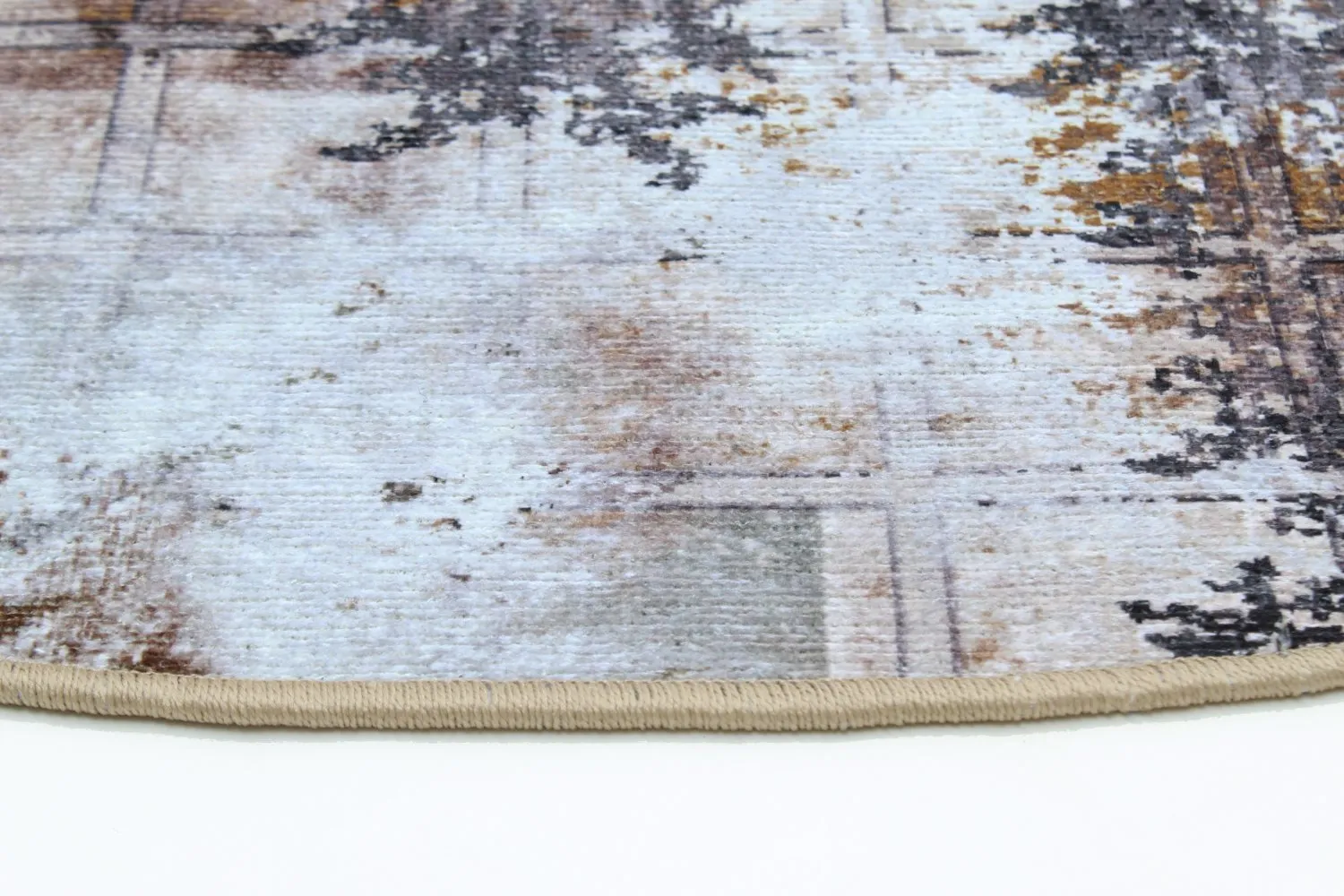 Kruhový koberec - Kvety (čierny/hnedý/biely)