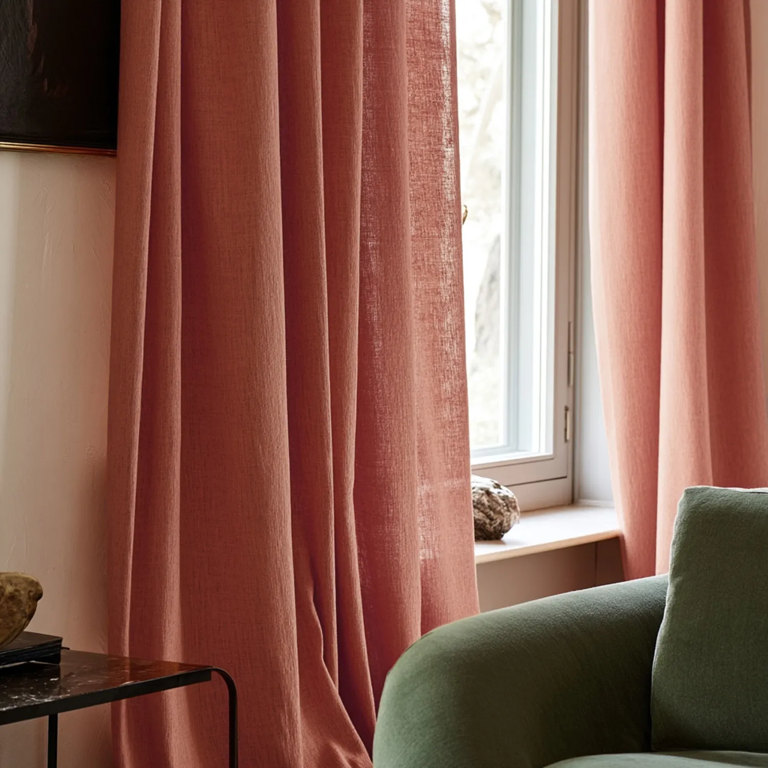 Záclony - Záclona z ľanu Luana (červená)