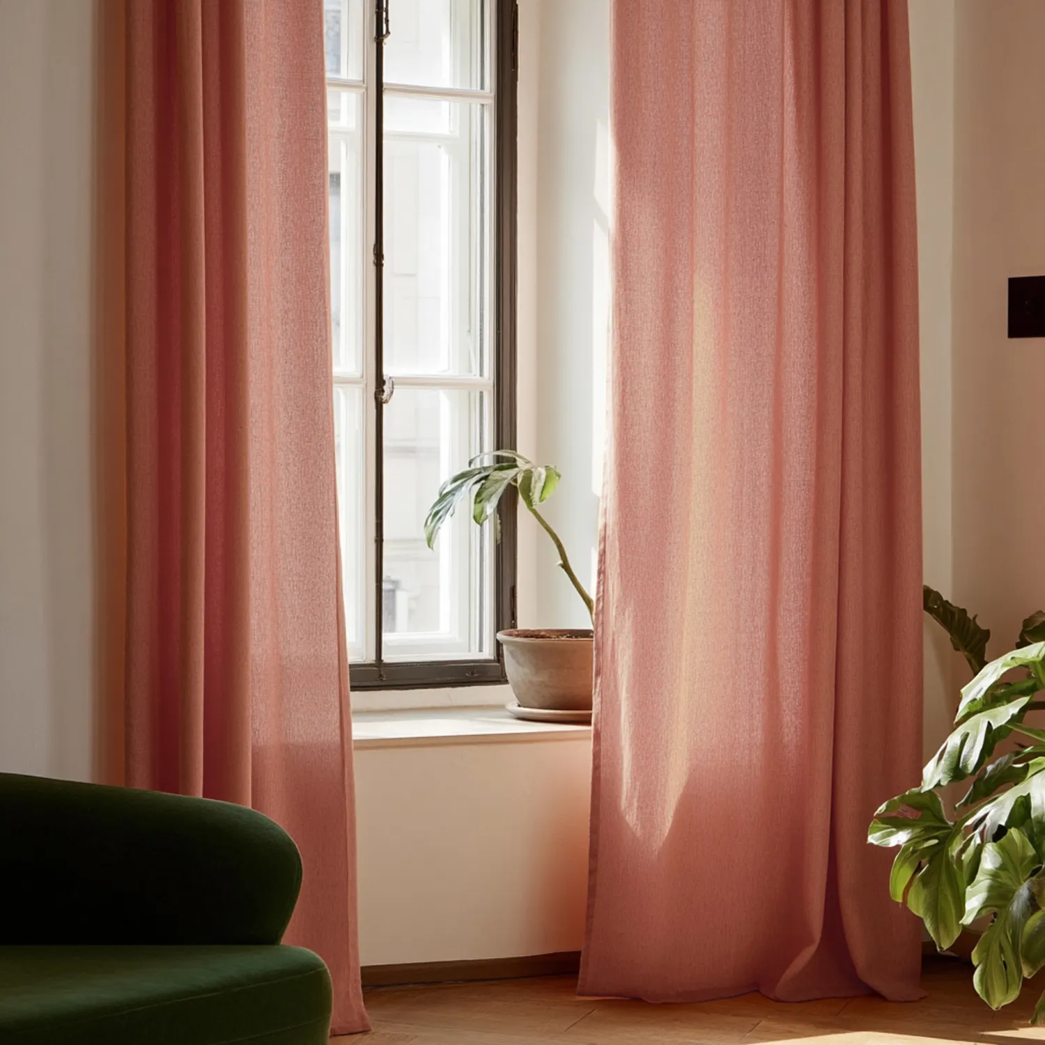 Záclony - Záclona z ľanu Luana (červená)