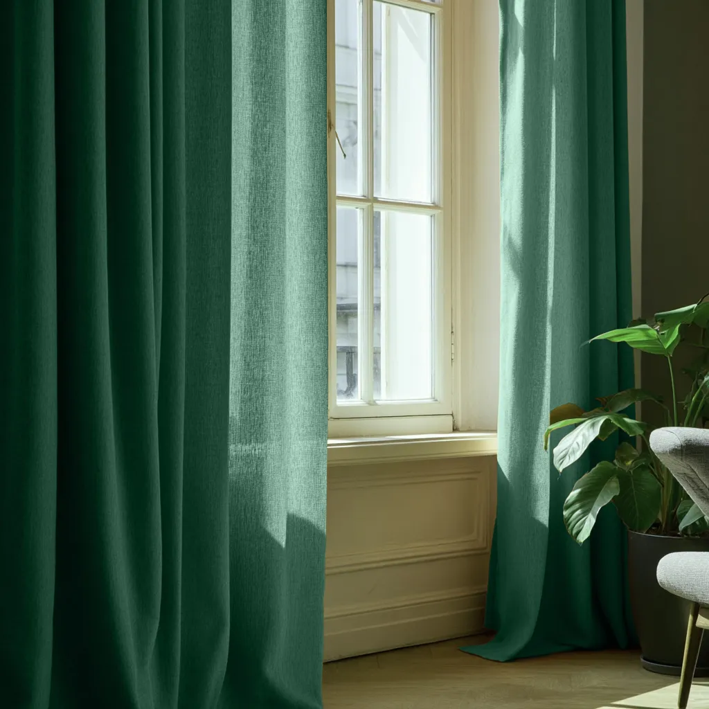 Záclony - Záclona z ľanu Andrada (tmavozelená)