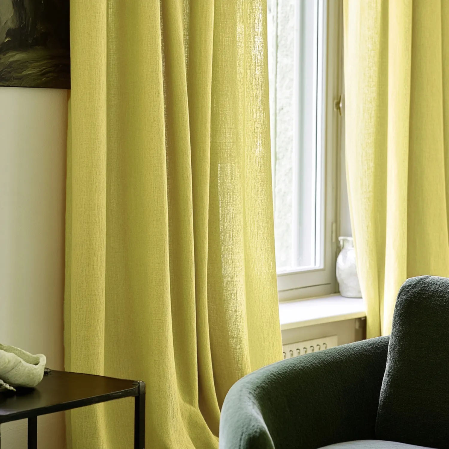 Záclony - Záclona z ľanu Cosmina (žltá)
