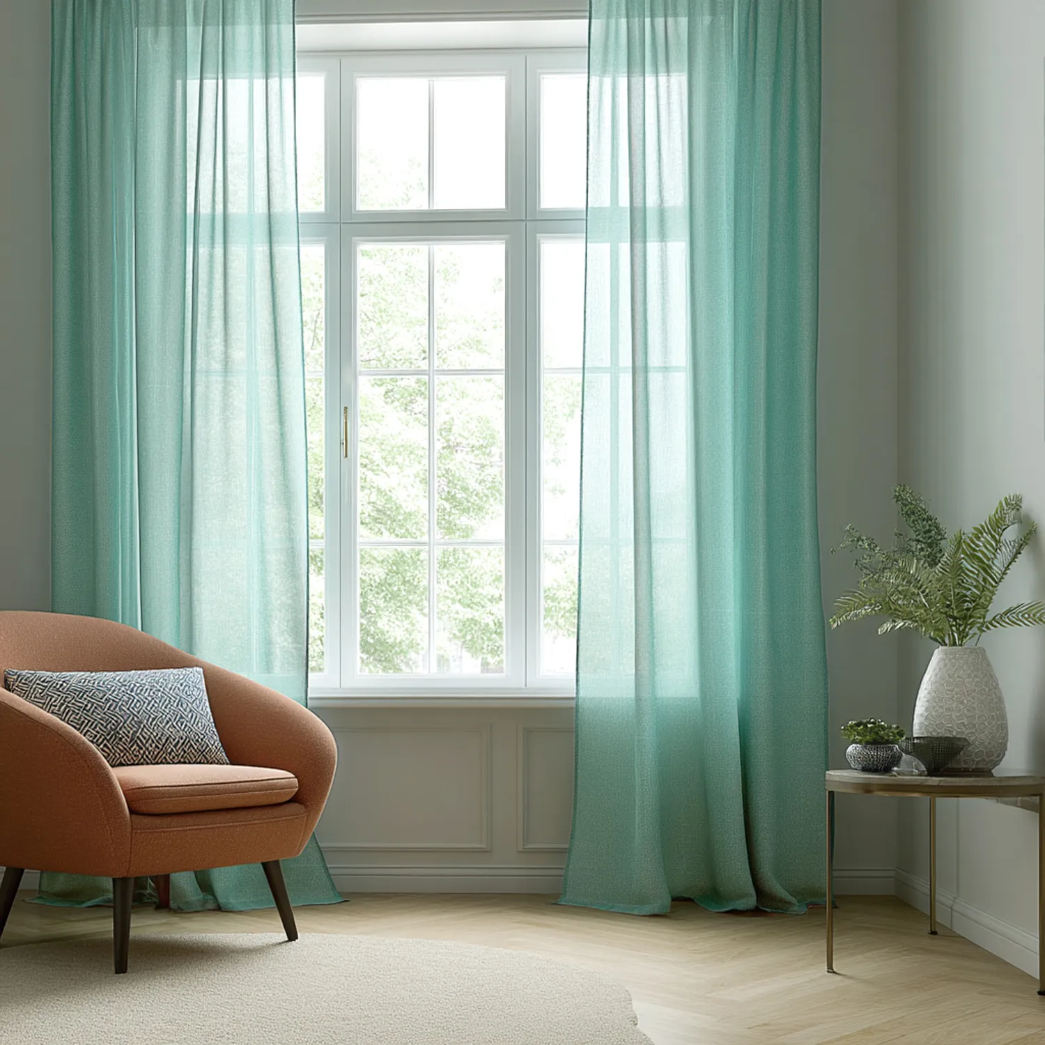 Záclony - Záclona z ľanu Cosmina (mentolová)