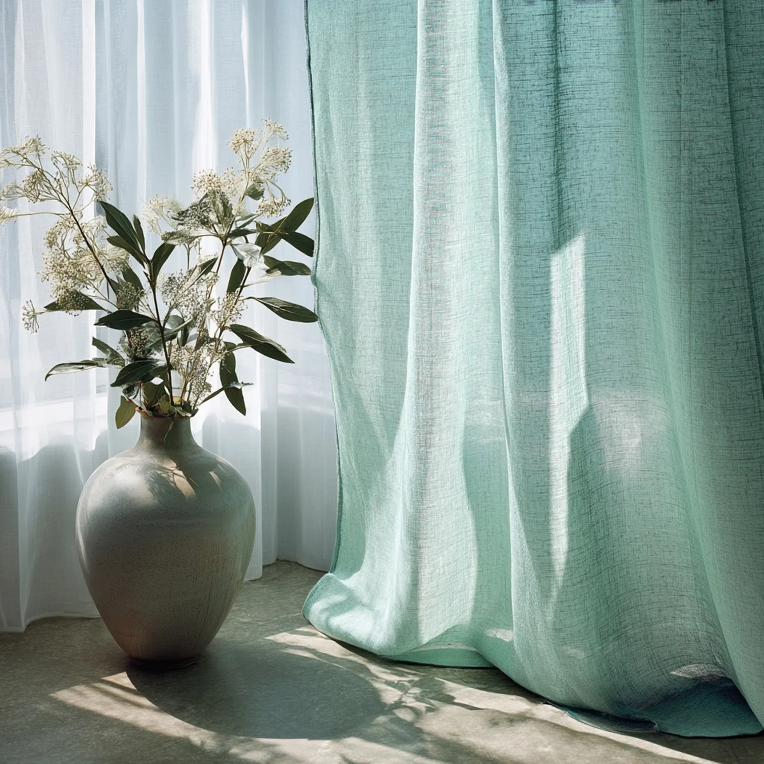 Záclony - Záclona z ľanu Cosmina (mentolová)