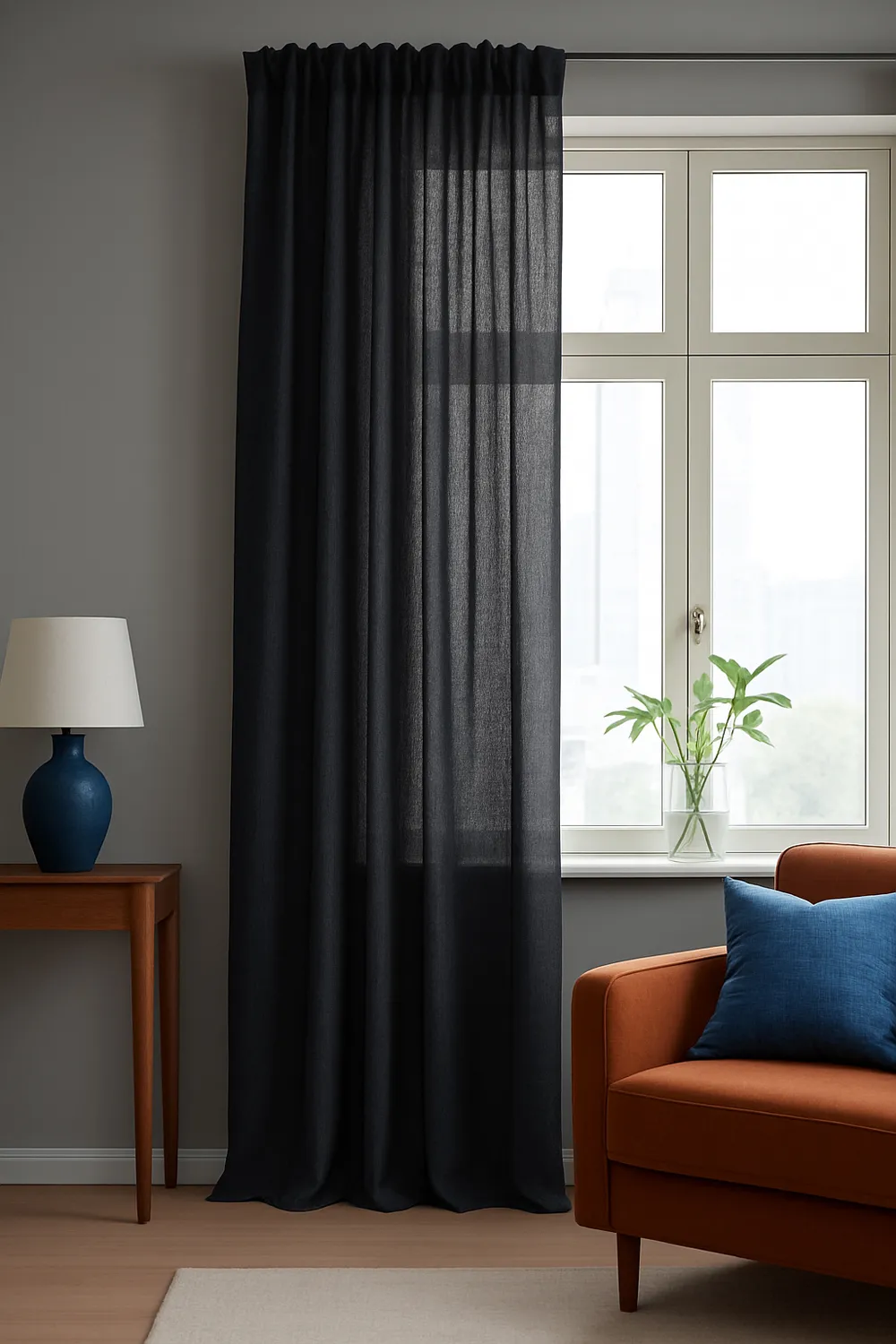 Záclony - Záclona z ľanu Cosmina (čierna)