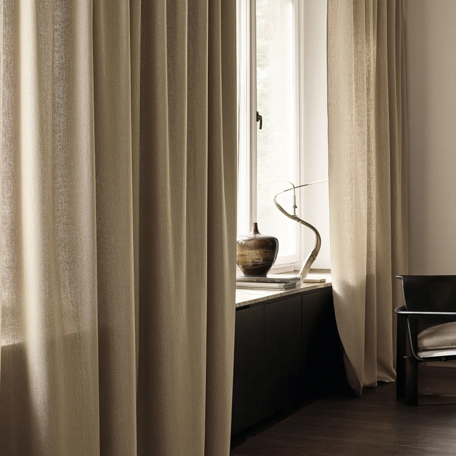 Záclony - Záclona z ľanu Melania (hnedá)