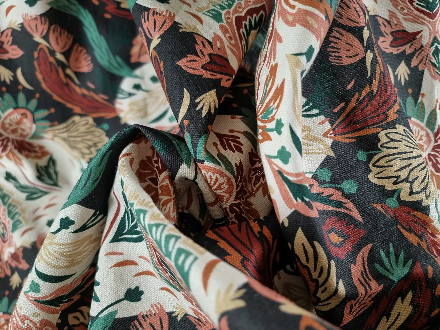 Záclony - Záclona z bavlny Paula (modrá/multi)