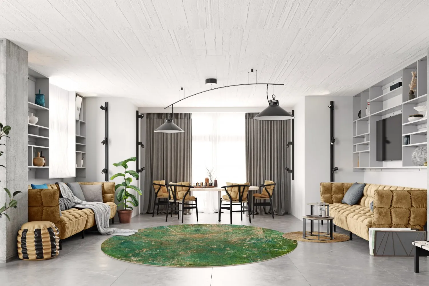 Kruhový koberec - Povoa (zelený)