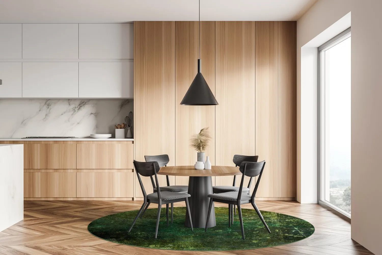 Kruhový koberec - Cesta (zelená)