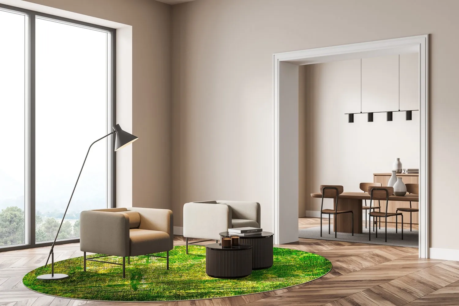 Kruhový koberec - Padron (zelená)