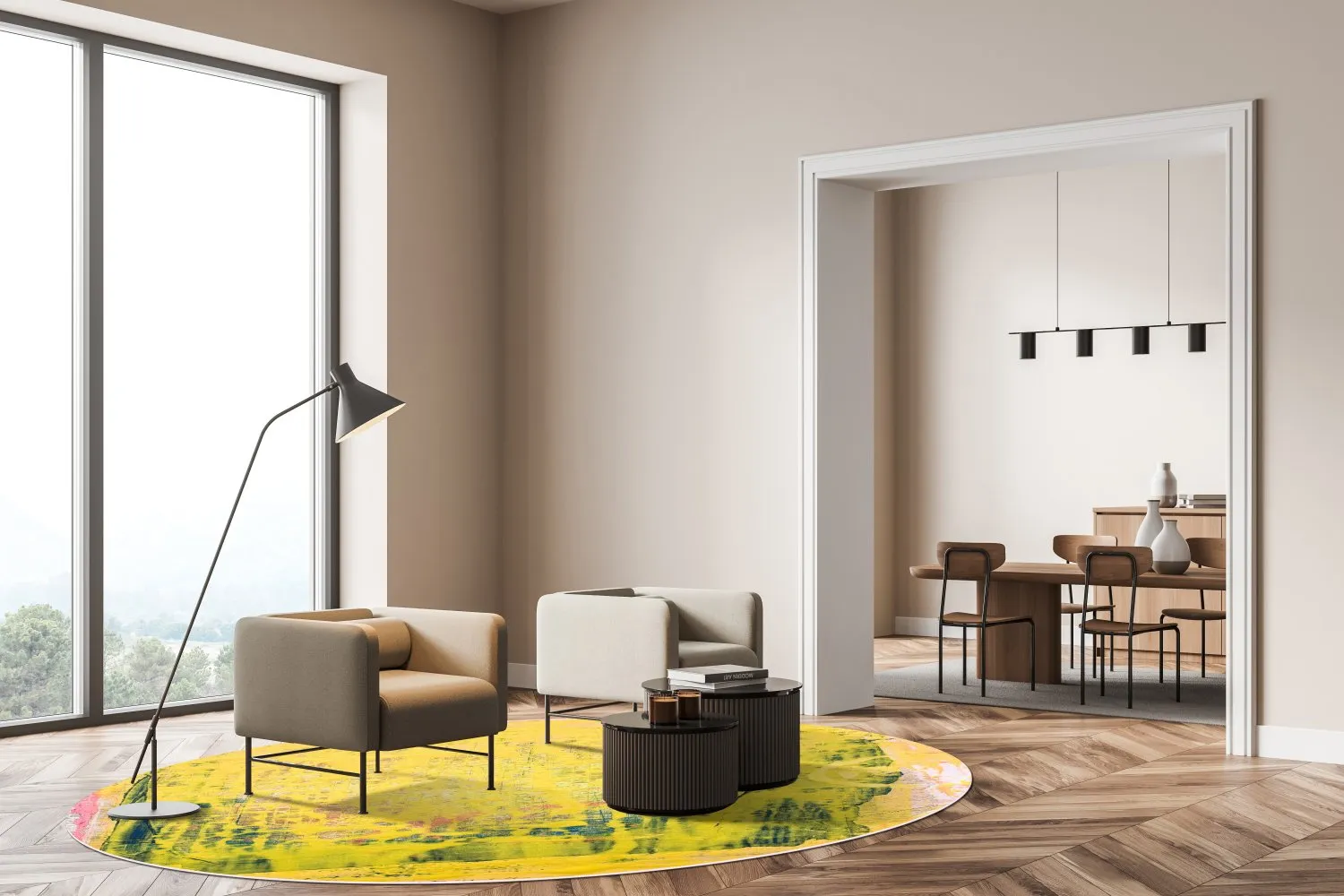 Kruhový koberec - Lemos (žltý)