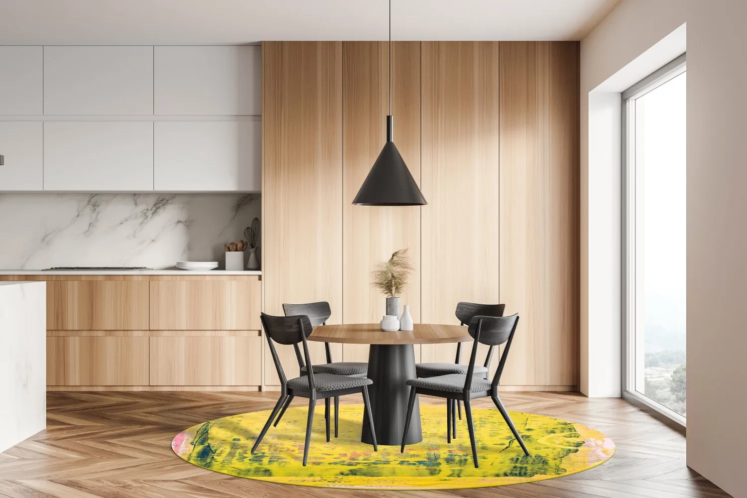 Kruhový koberec - Lemos (žltý)