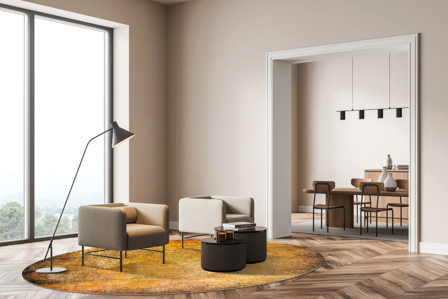 Kruhový koberec - Minde (zlatý)