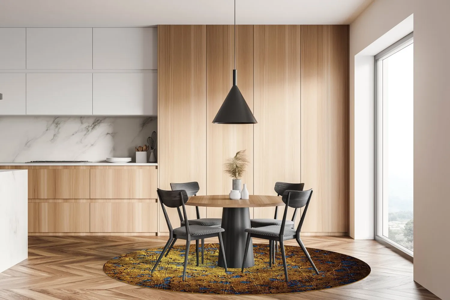 Kruhový koberec - Leiria (zlatý)