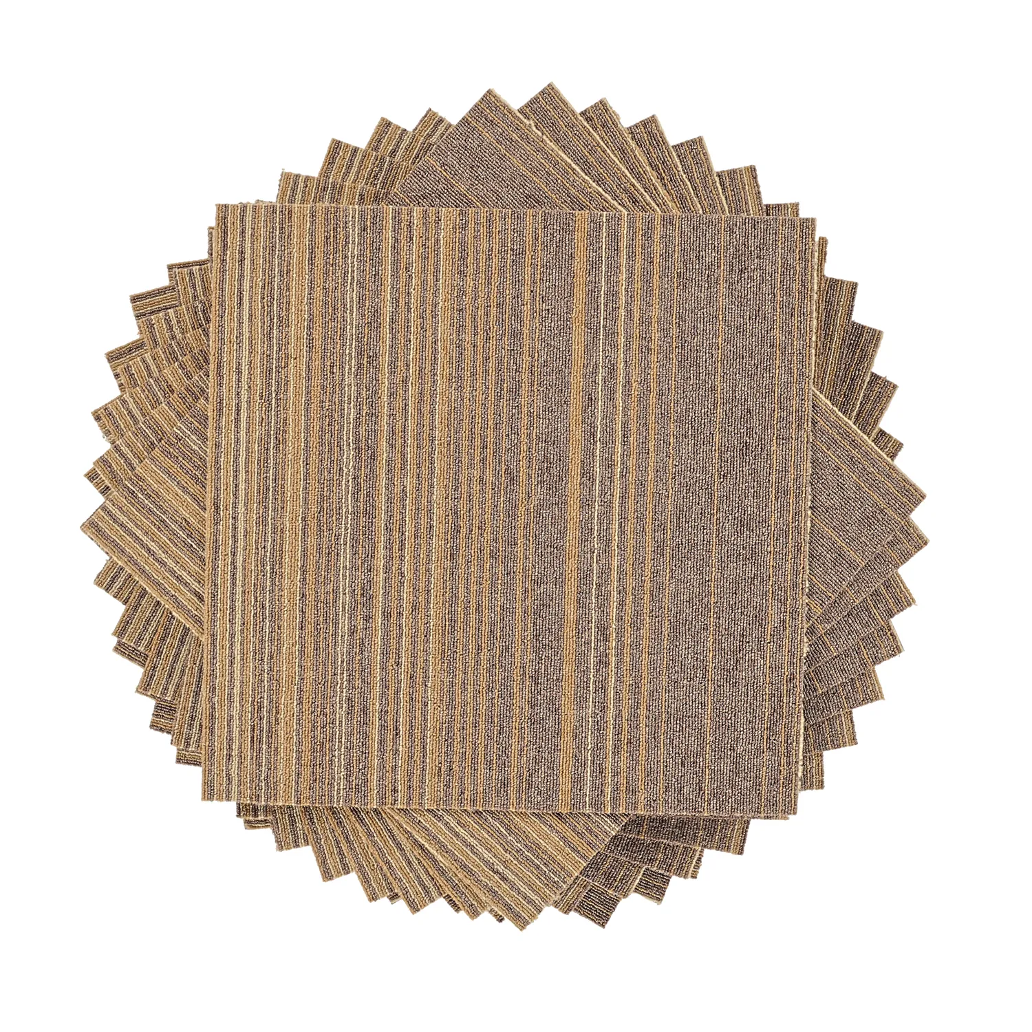 Koberec - Almeria Textilné dlaždice 24 ks. (hnedé nepravidelné pruhy)