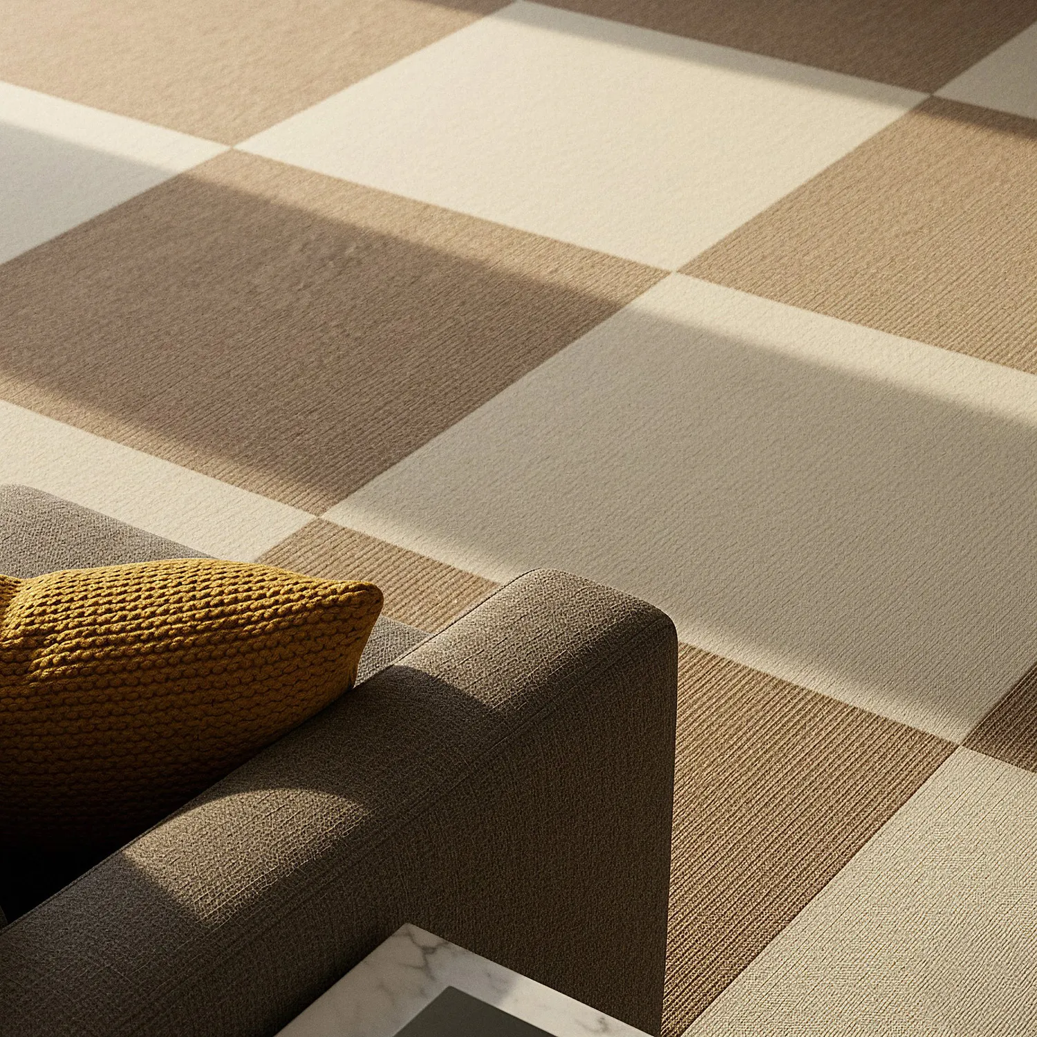 Koberec - Almeria Textilné dlaždice 24 ks. (hnedé pruhy)