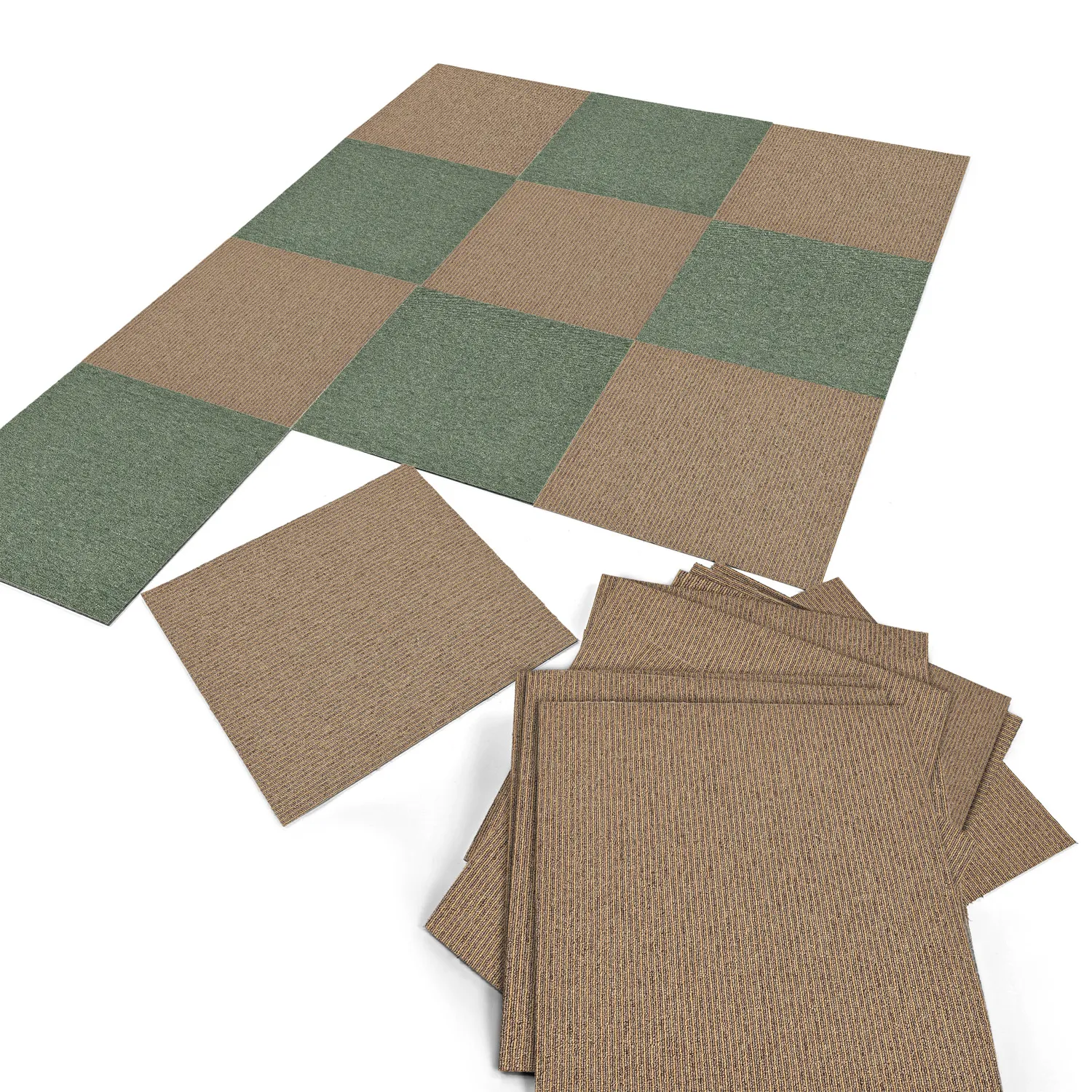 Koberec - Almeria Textilné dlaždice 24 ks. (hnedé pruhy)