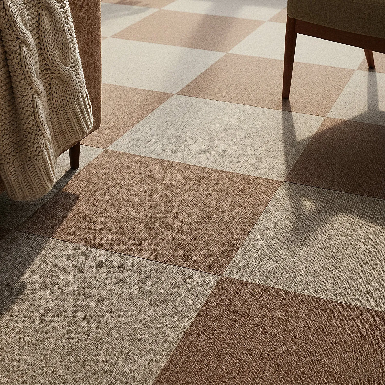 Koberec - Almeria Textilné dlaždice 24 ks (hnedý)