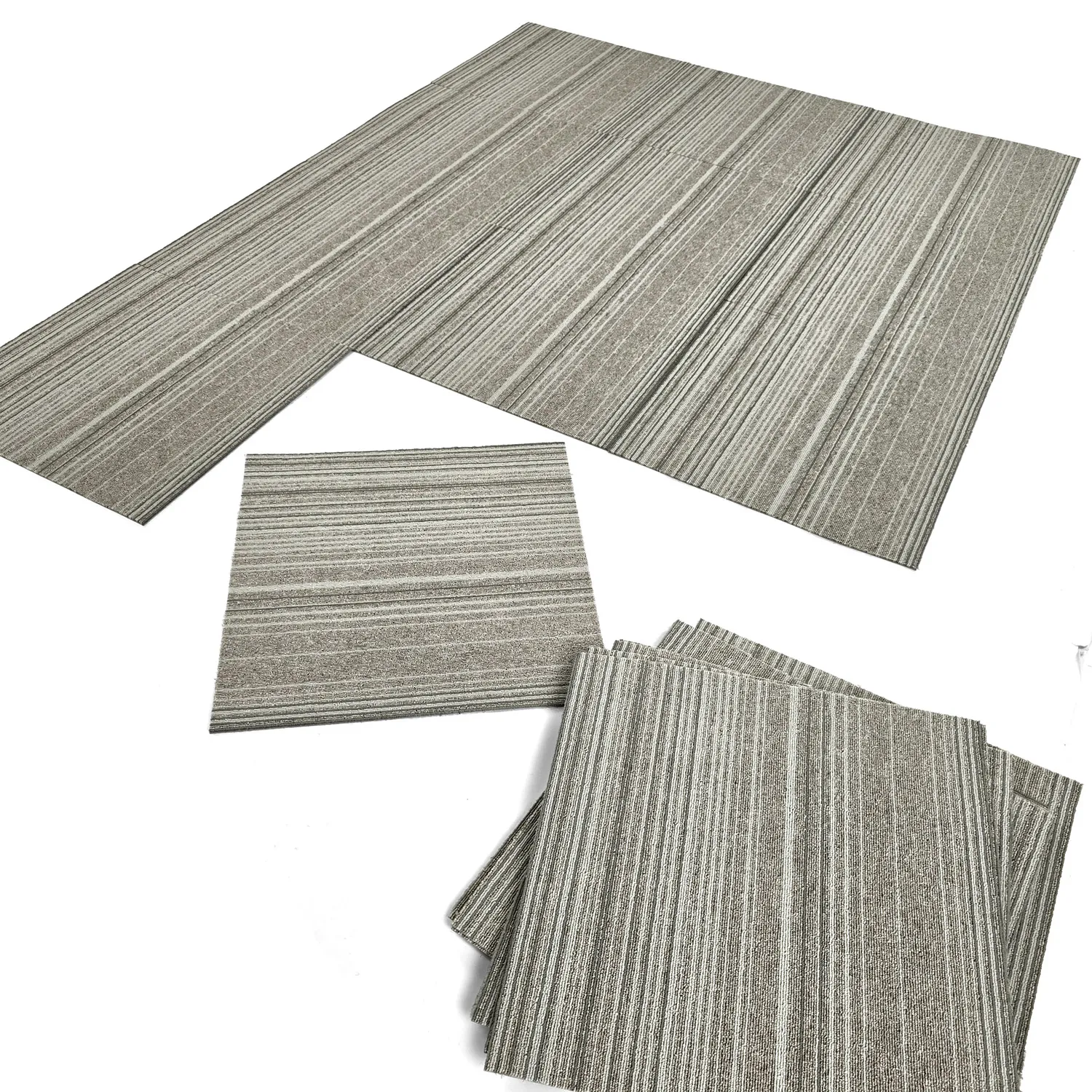 Koberec - Almeria Textilné dlaždice 24 ks. (šedé nepravidelné pruhy)