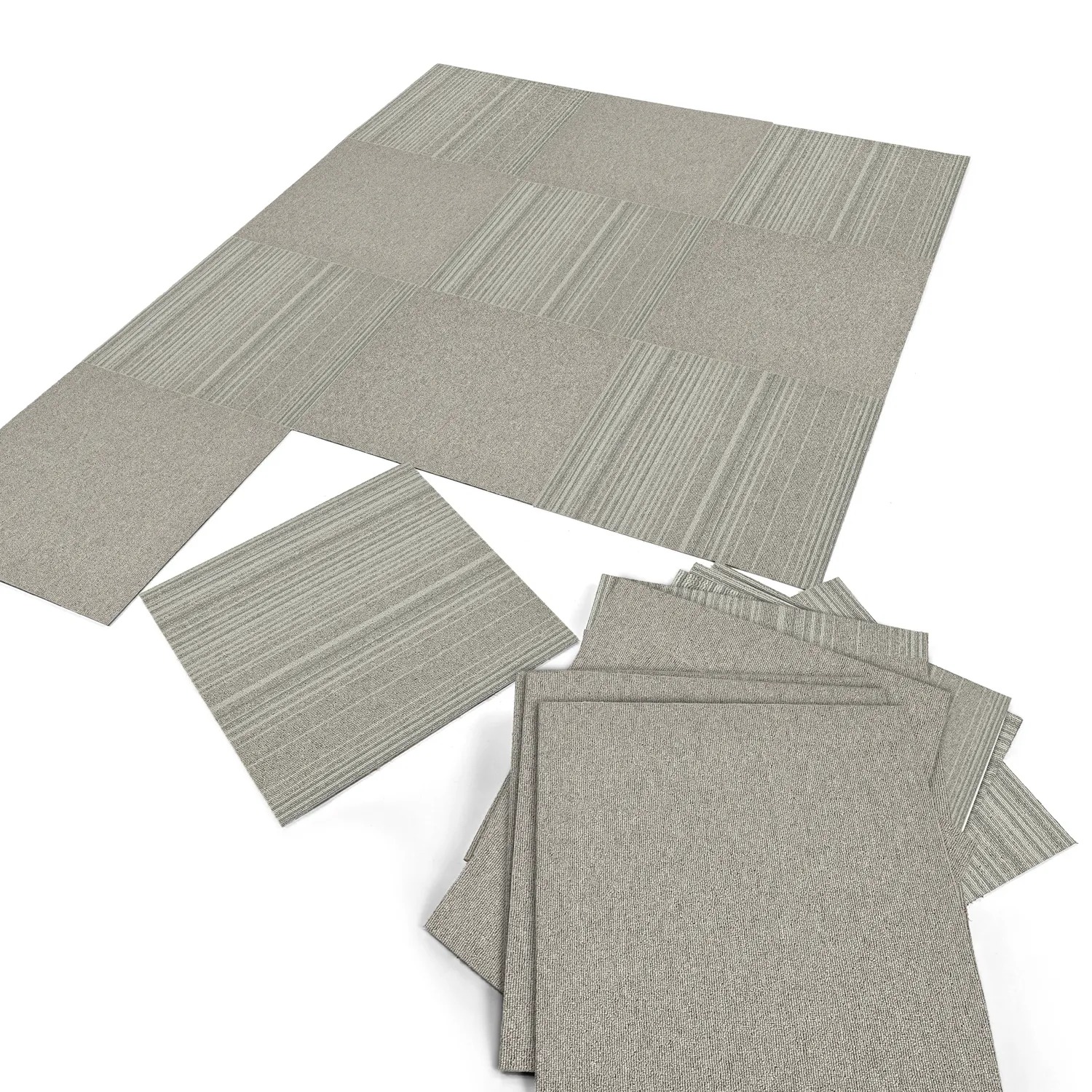 Koberec - Almeria Textilné dlaždice 24 ks. (šedé nepravidelné pruhy)