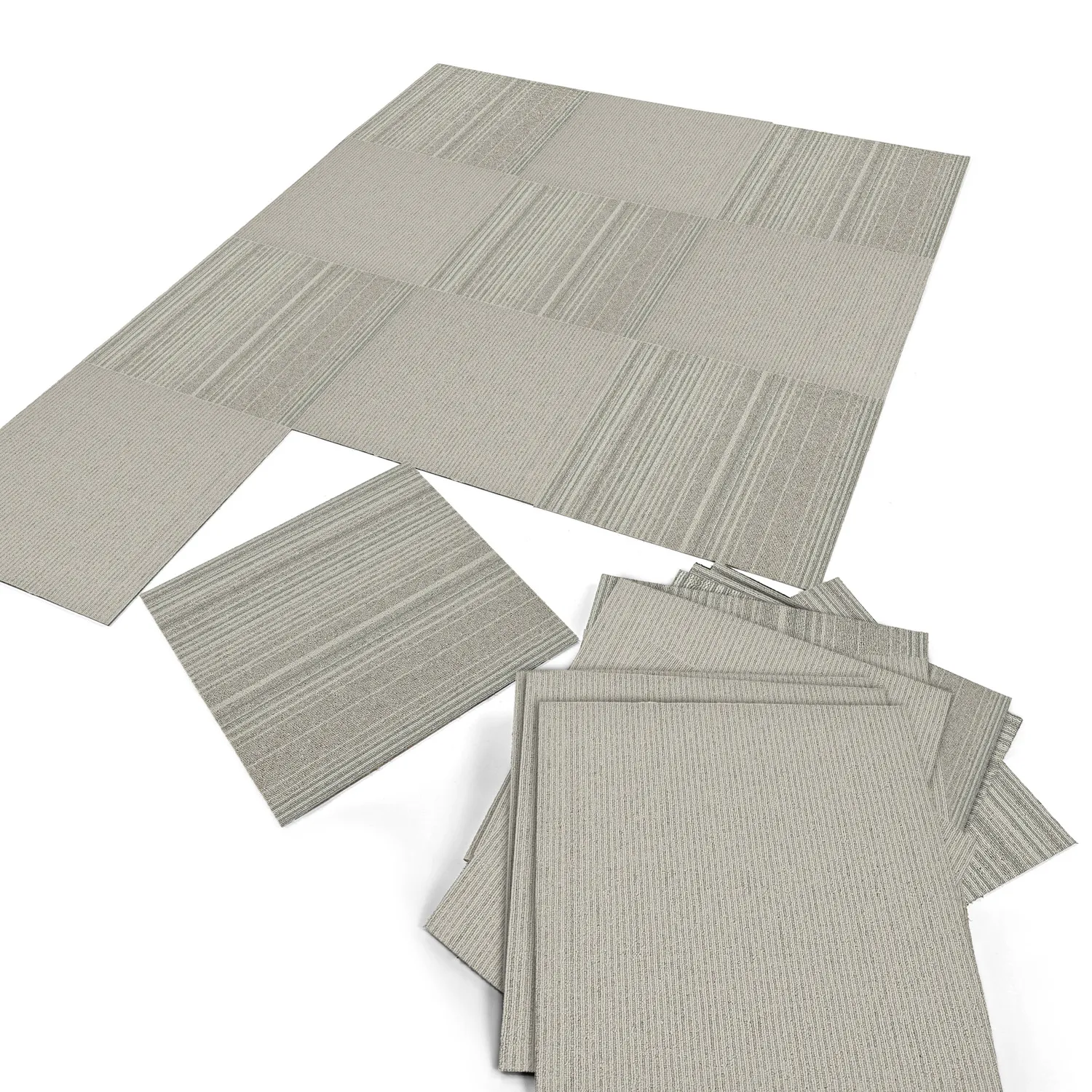 Koberec - Almeria Textilné dlaždice 24 ks. (šedé pruhy)