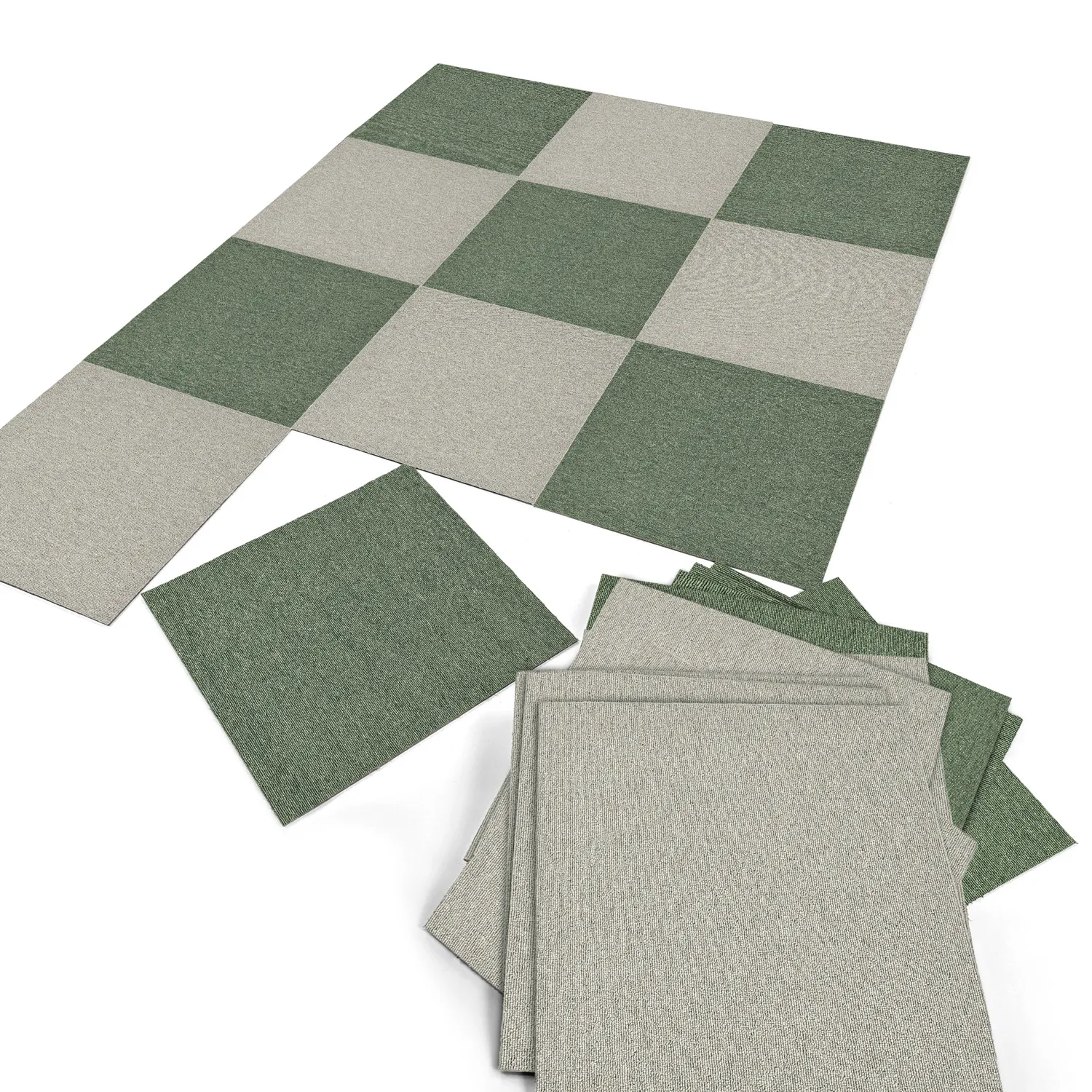 Koberec - Almeria Textilné dlaždice 24 ks (zelený)