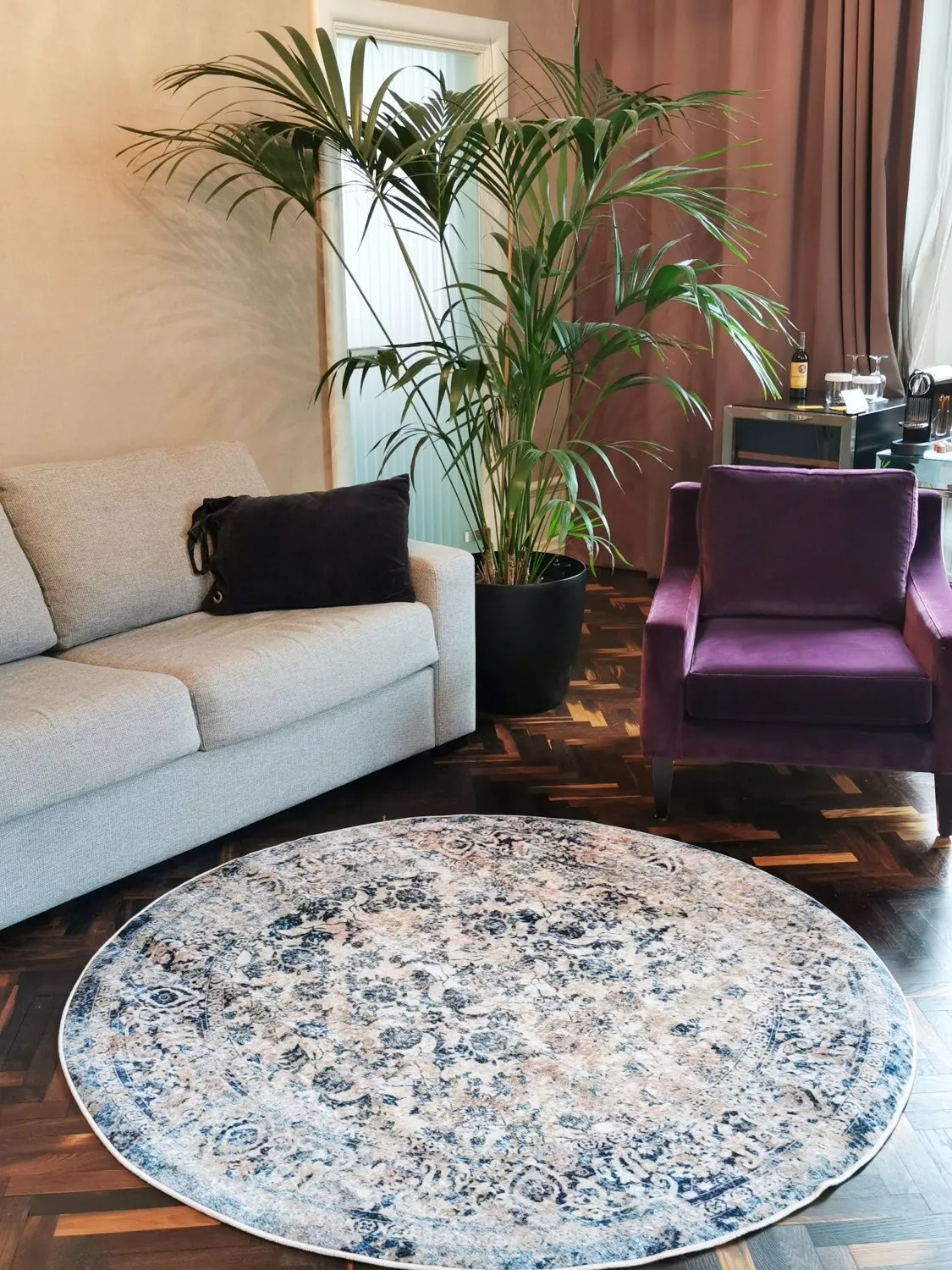 Kruhový koberec - Denizli (modrý)