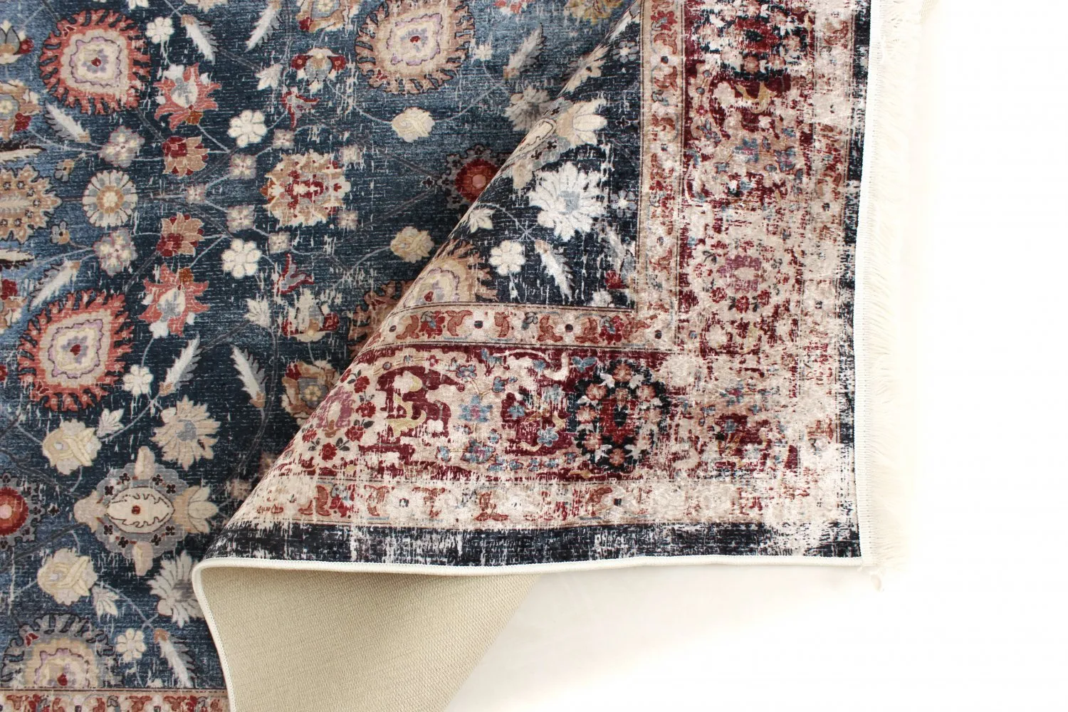 Kruhový koberec - Bouhjar (tmavomodrý/multikolórový)