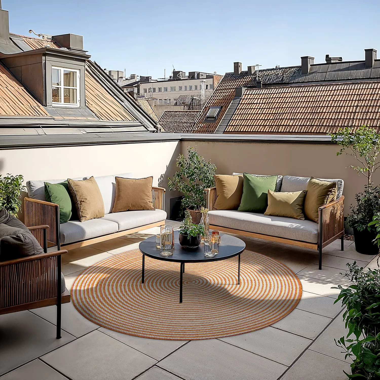 Kruhový koberec - Ferragudo (oranžový)