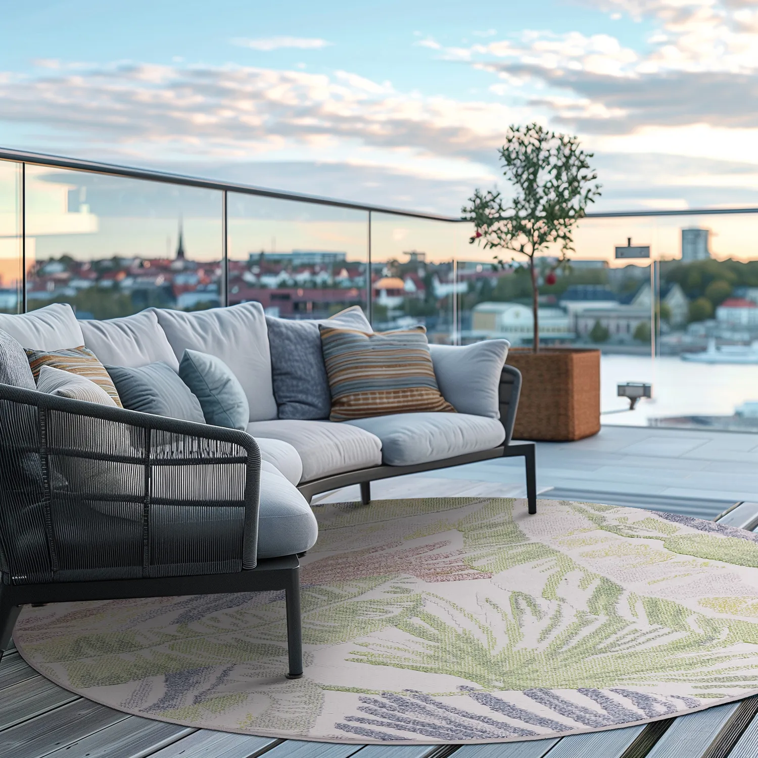 Kruhový koberec - Indoor/Outdoor Havana (krémová/multi)