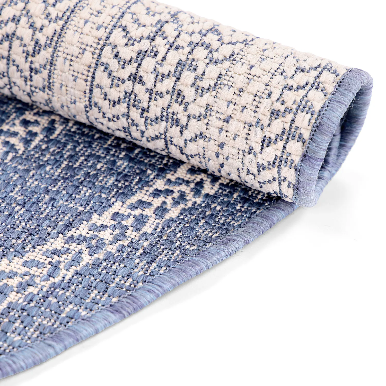 Rund matta - Indoor/Outdoor Angus (blå)