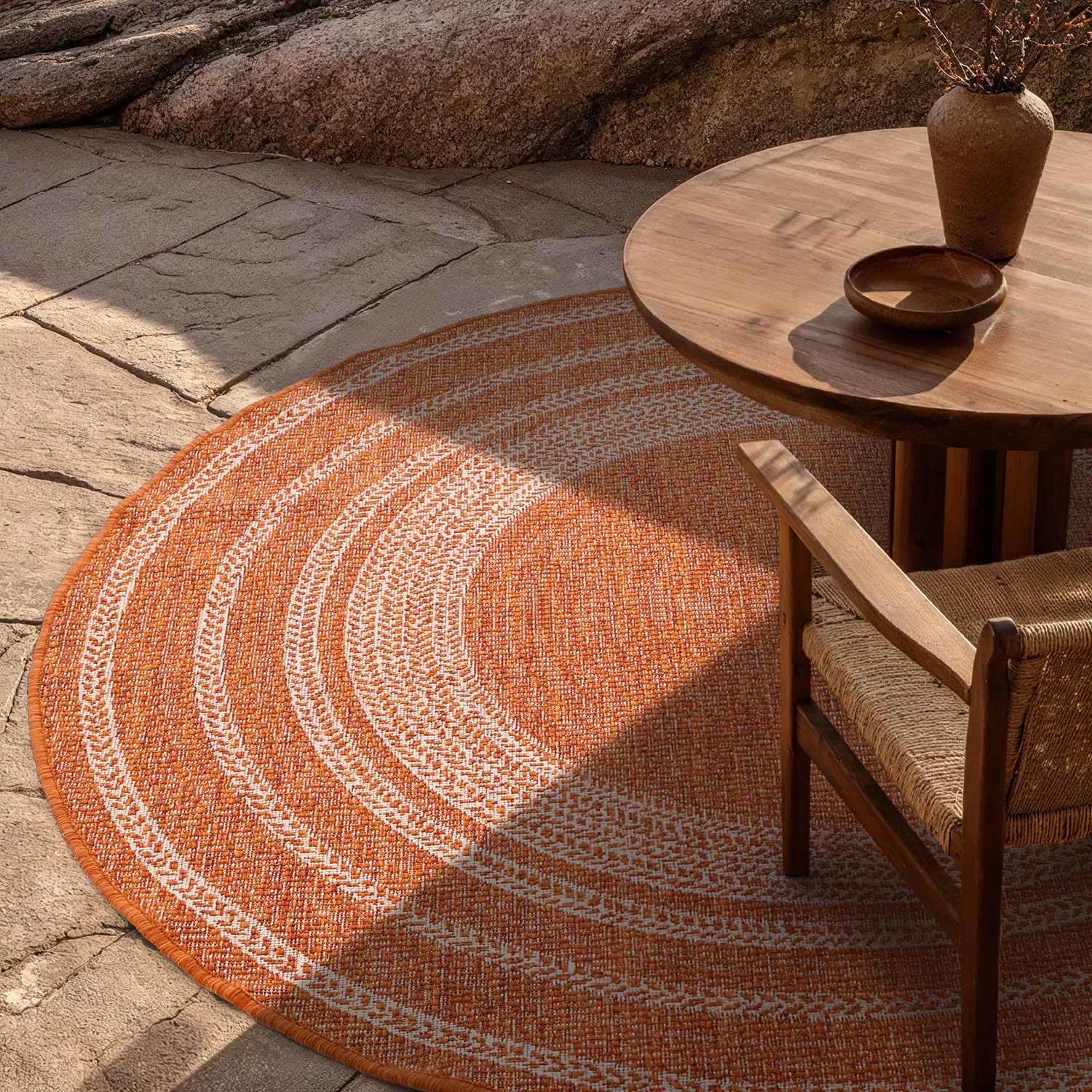 Rund matta - Indoor/Outdoor Angus (röd)