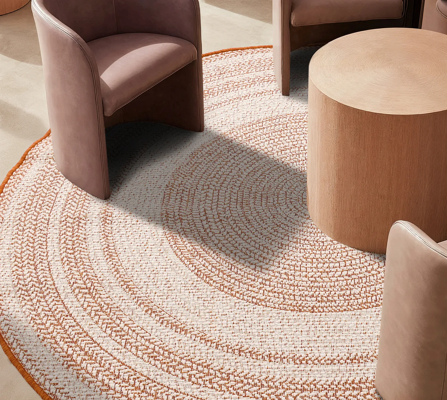 Rund matta - Indoor/Outdoor Angus (röd)