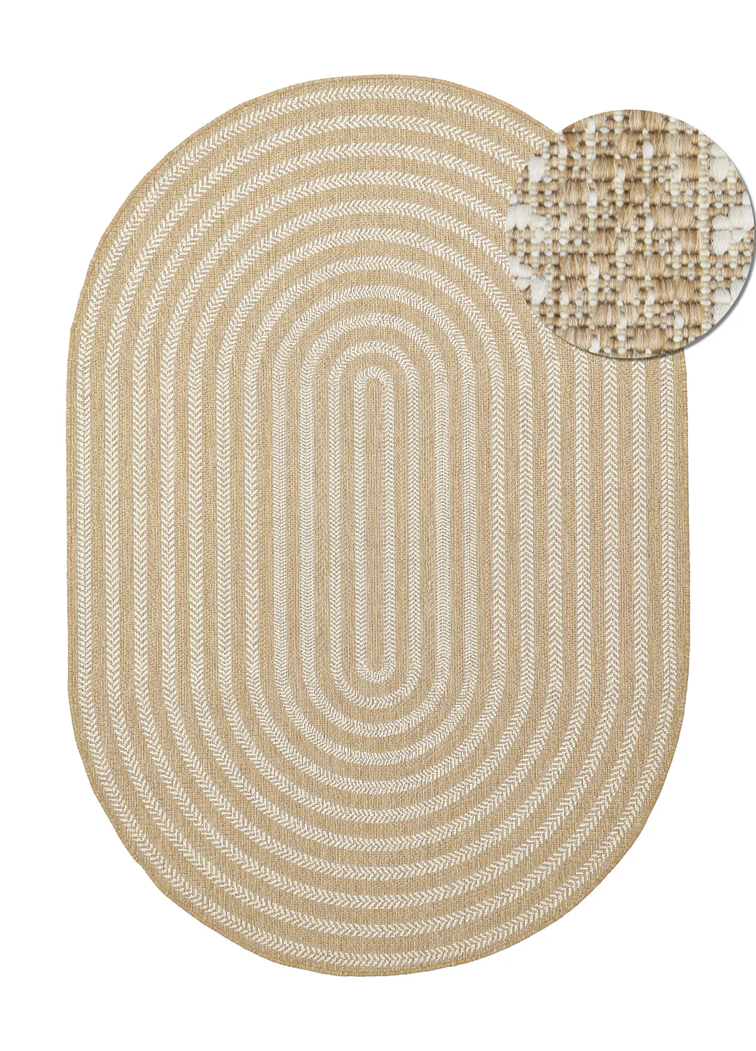 Oval matta - Indoor/outdoor Leander (natur)