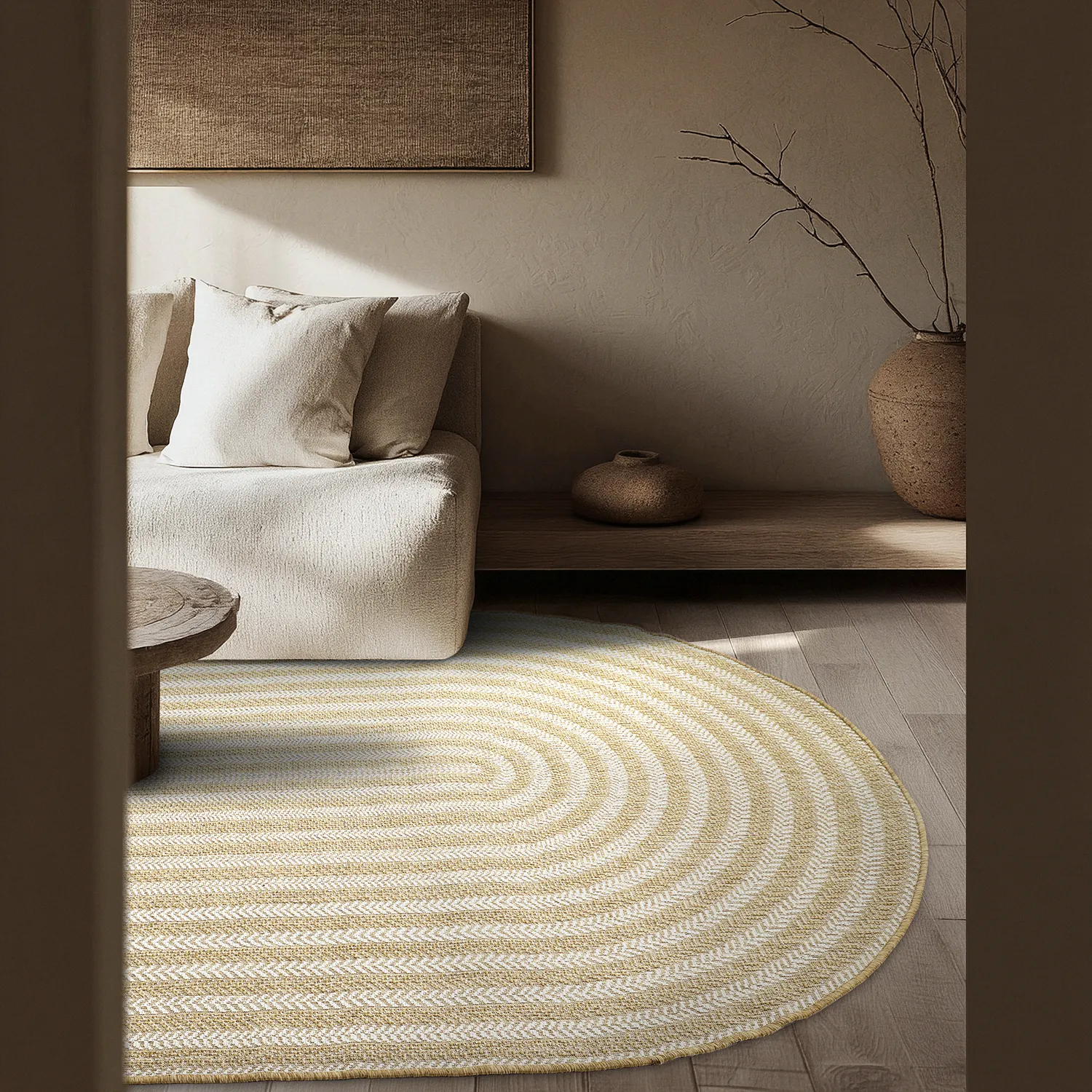 Oval matta - Indoor/outdoor Leander (natur)