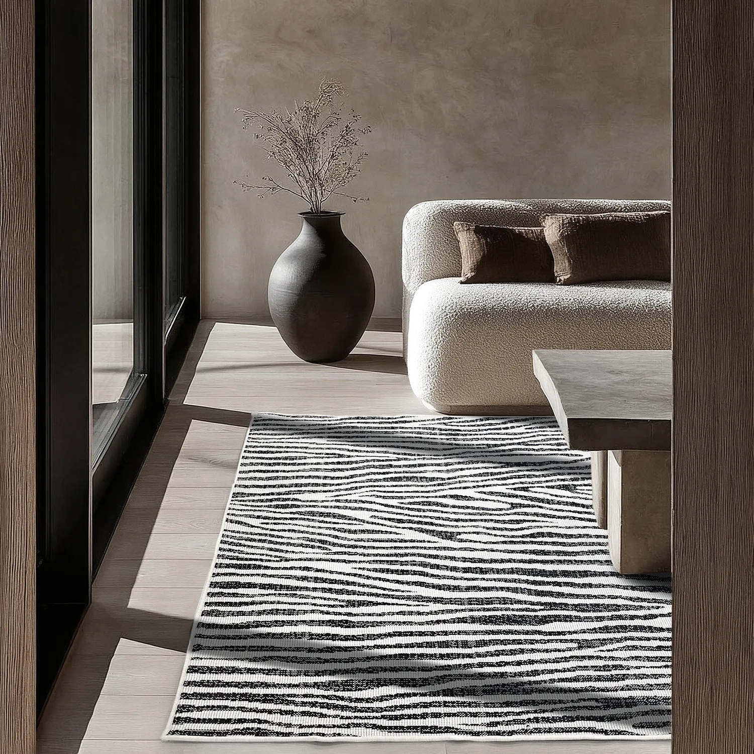 Inomhus- utomhusmatta - Vaura (svart/vit)