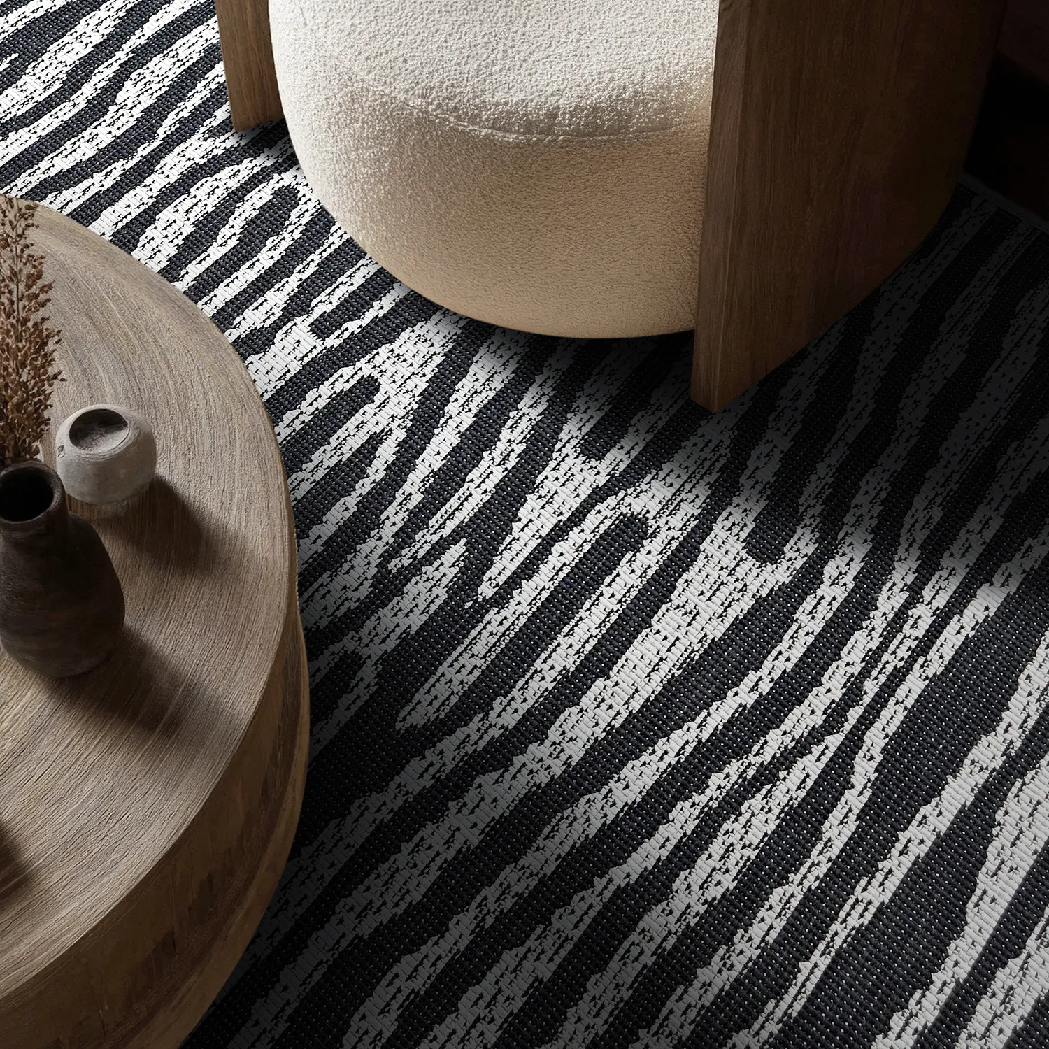 Inomhus- utomhusmatta - Vaura (svart/vit)