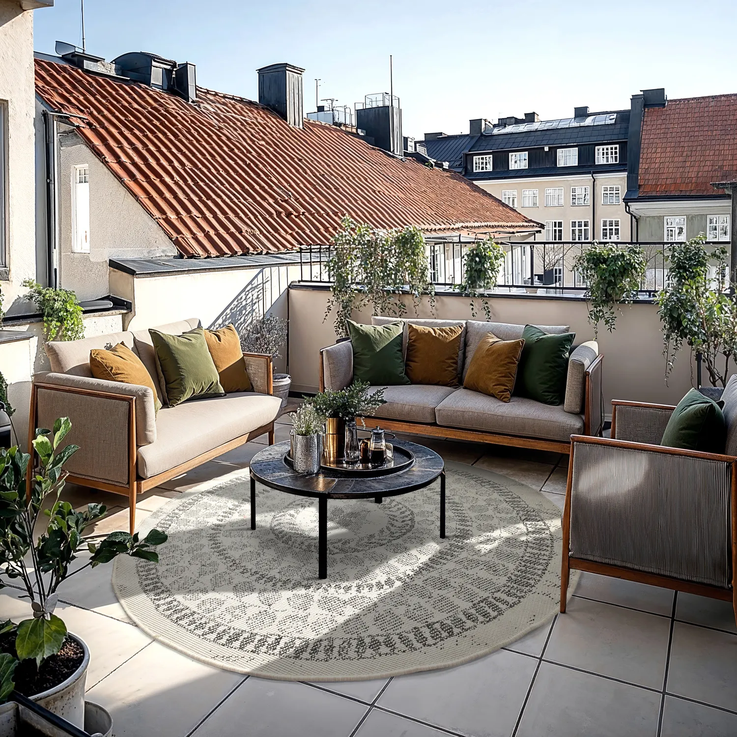 Kruhový koberec - Indoor/Outdoor Malcolm (šedý)