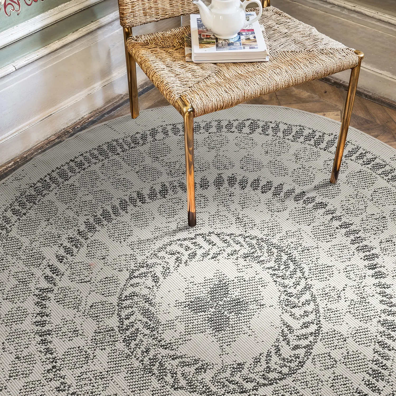 Kruhový koberec - Indoor/Outdoor Malcolm (šedý)