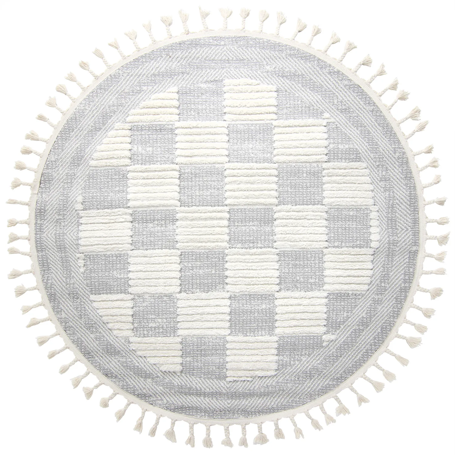 Kruhový koberec - Austin (šedá/offwhite)