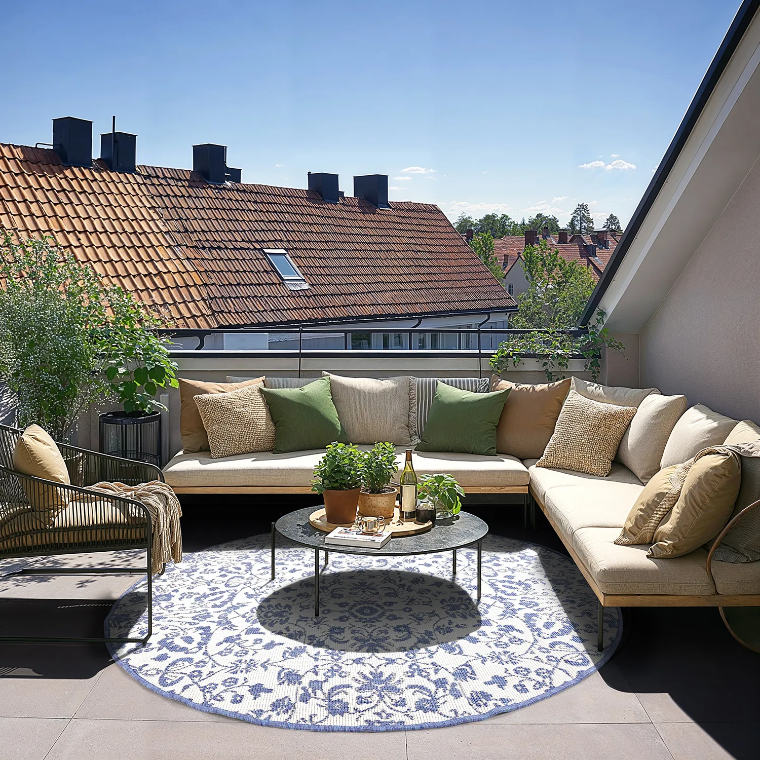 Okrúhly koberec - Brussels Ocean (modrá)