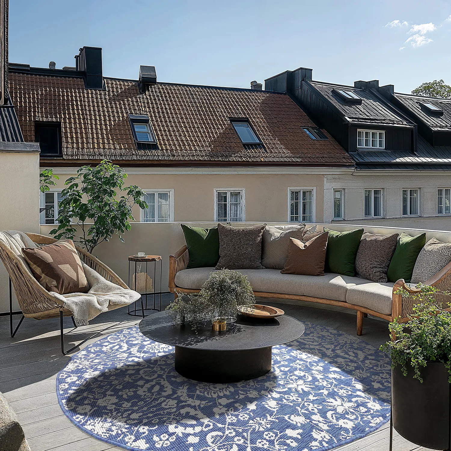 Okrúhly koberec - Brussels Ocean (modrá)