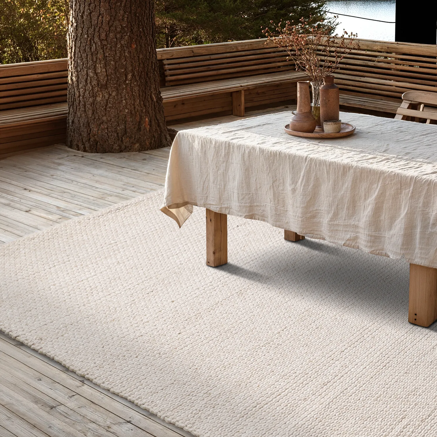 Koberec na vnútorné a vonkajšie použitie - Arco Wool Look (krém)