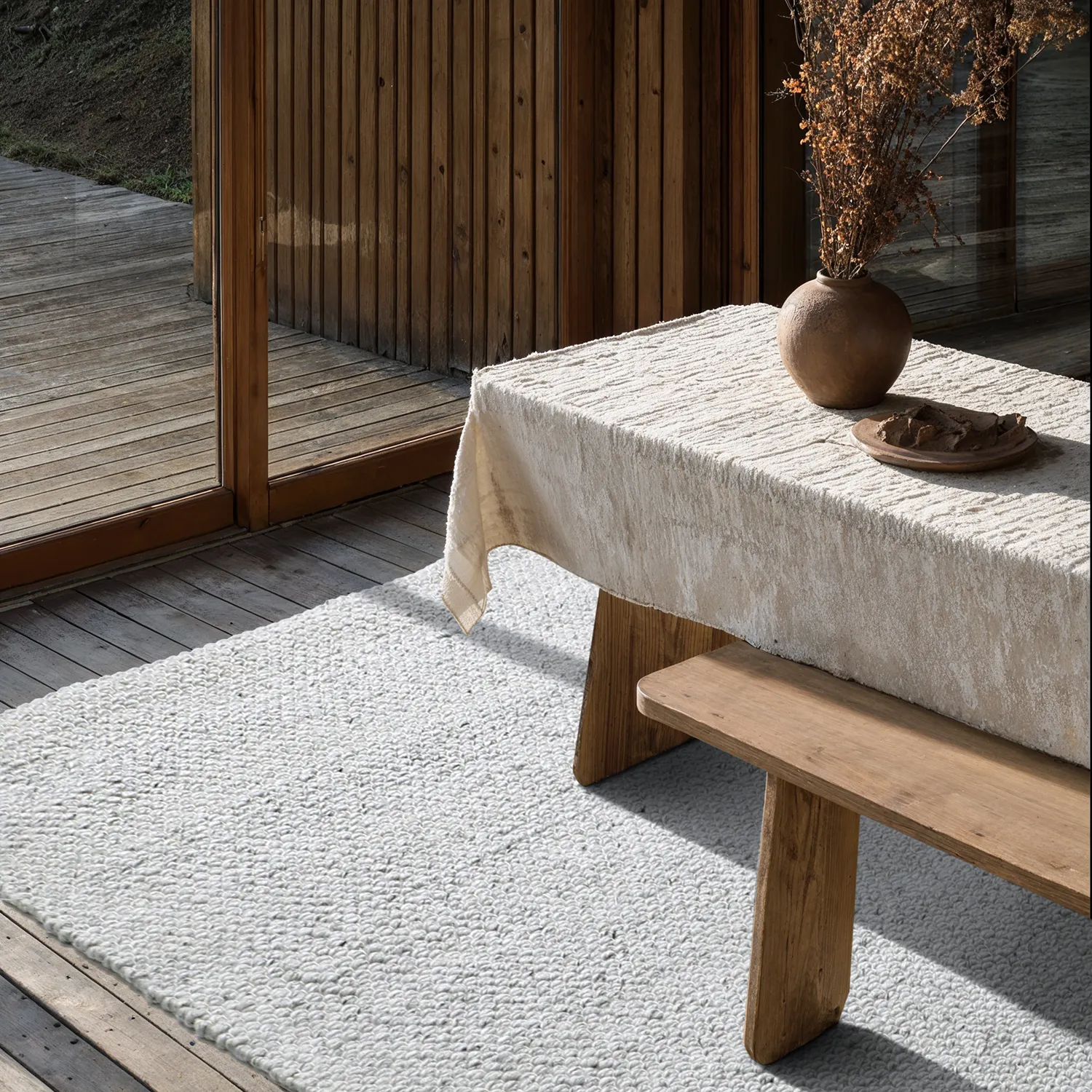 Koberec na vnútorné a vonkajšie použitie - Arco Wool Look (sivá/béžová)